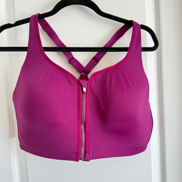 Athleta Ultimate Zip Front Sports Bra Size 40D High Intensity Adjustable Purple - Picture 1 of 9